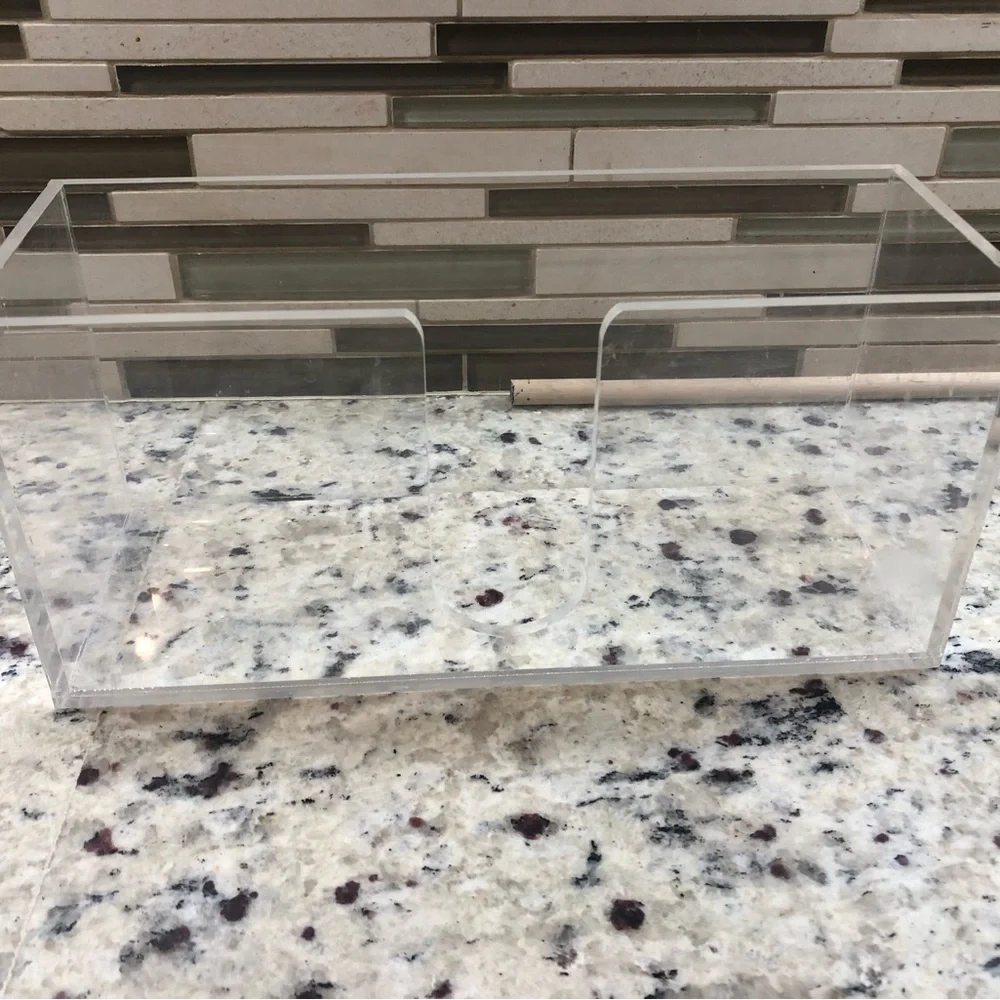 Acrylic Guest Towel Holder Tray for Bathroom – Vertical Paper Towel Holder